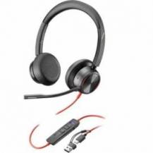 AURICULARES POLY BLACKWIRE 8225 PARA MICROSOFT TEAMS + ADAPTADOR USB-C/A/ CON MICRÓFONO/ USB TIPO-C/ NEGROS