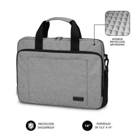 MALETÍN SUBBLIM AIR PADDING LAPTOP BAG PARA PORTÁTILES HASTA 14'/ CINTA PARA TROLLEY/ GRIS
