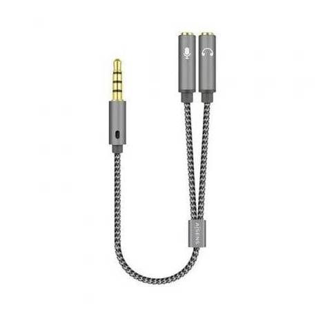 CABLE ESTÉREO AISENS A128-0415/ JACK 3.5 MACHO - 2X JACK 3.5 HEMBRA/ 25CM/ GRIS