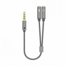 CABLE ESTÉREO AISENS A128-0415/ JACK 3.5 MACHO - 2X JACK 3.5 HEMBRA/ 25CM/ GRIS