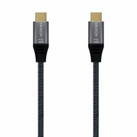 CABLE USB 2.0 TIPO-C AISENS A107-0628 5A 100W/ USB TIPO-C MACHO - USB TIPO-C MACHO/ HASTA 100W/ 480MBPS/ 1M/ GRIS