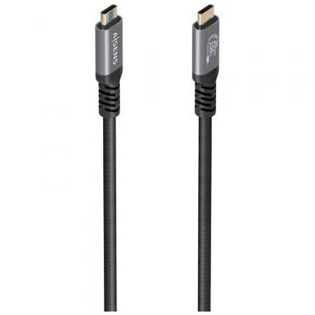 CABLE USB 3.2 TIPO-C AISENS A107-0988/ USB TIPO-C MACHO - USB TIPO-C MACHO/ HASTA 100W/ 20GBPS/ 3M/ NEGRO