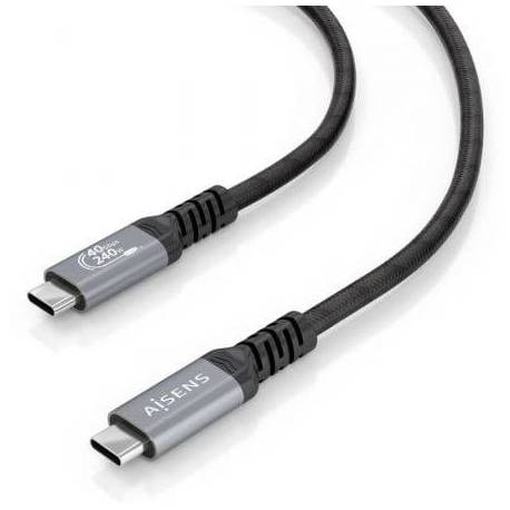CABLE USB 4.0 TIPO-C AISENS A156-0993/ USB TIPO-C MACHO - USB TIPO-C MACHO/ HASTA 240W/ 40GBPS/ 50CM/ NEGRO