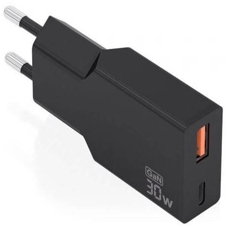 CARGADOR DE PARED GAN AISENS A110-1005/ 1XUSB TIPO-C/ 1XUSB/ 30W/ NEGRO