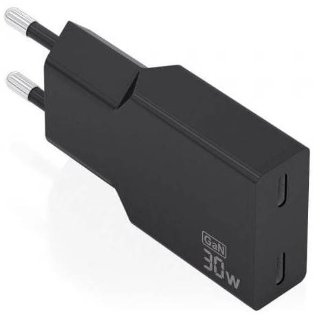 CARGADOR DE PARED GAN AISENS A110-1006/ 2XUSB TIPO-C/ 30W/ NEGRO