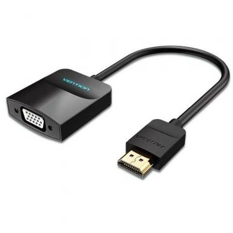 CONVERSOR VENTION 42444/ HDMI MACHO - VGA HEMBRA/ JACK 3.5 HEMBRA/ 15CM/ NEGRO