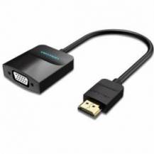 CONVERSOR VENTION 42444/ HDMI MACHO - VGA HEMBRA/ JACK 3.5 HEMBRA/ 15CM/ NEGRO