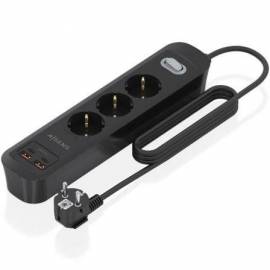 REGLETA CON INTERRUPTOR AISENS ASPS-2A2C11-BK/ 3 TOMAS DE CORRIENTE/ 2 USB - 2 USB TIPO-C/ CABLE 1.4M/ NEGRO