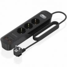 REGLETA CON INTERRUPTOR AISENS ASPS-2A2C11-BK/ 3 TOMAS DE CORRIENTE/ 2 USB - 2 USB TIPO-C/ CABLE 1.4M/ NEGRO