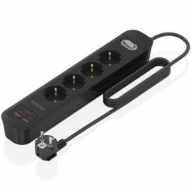 REGLETA CON INTERRUPTOR AISENS ASPS-2A2C13-BK/ 4 TOMAS DE CORRIENTE/ 2 USB - 2 USB TIPO-C/ CABLE 1.4M/ NEGRO