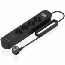 REGLETA CON INTERRUPTOR AISENS ASPS-2A2C13-BK/ 4 TOMAS DE CORRIENTE/ 2 USB - 2 USB TIPO-C/ CABLE 1.4M/ NEGRO