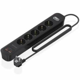 REGLETA CON INTERRUPTOR AISENS ASPS-2A2C15-BK/ 5 TOMAS DE CORRIENTE/ 2 USB - 2 USB TIPO-C/ CABLE 1.4M/ NEGRO