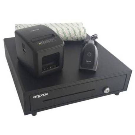 PACK APPROX APPPOSPACK4180LAN-2D CAJÓN PORTAMONEDAS/ IMPRESORA TÉRMICA/ LECTOR DE CÓDIGOS Y ROLLOS TÉRMICOS