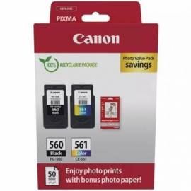 CARTUCHO DE TINTA ORIGINAL CANON PG-560 + CL-561 MULTIPACK/ NEGRO/ TRICOLOR + PAPEL FOTOGRÁFICO