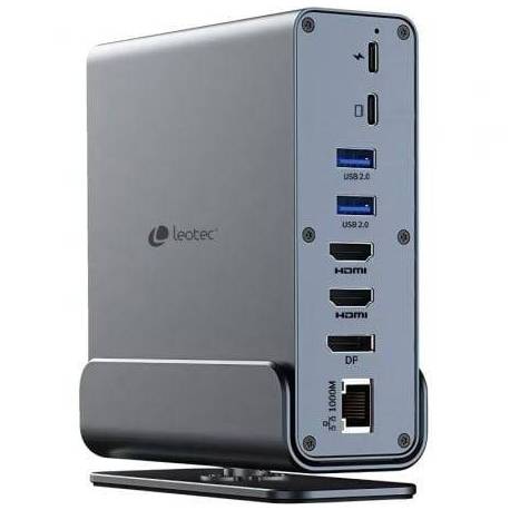 DOCKING USB TIPO-C LEOTEC LEDS06/ 5XUSB/ 2XUSB TIPO-C/ 1XUSB TIPO-C PD/ 1XDISPLAYPORT/ 2XHDMI 4K/ 1XRJ45/ 1XJACK 3.5/ 1XLECTOR