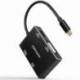 CONVERSOR NANOCABLE 10.16.4307/ USB TIPO-C MACHO - VGA HEMBRA/ DVI HEMBRA/ HDMI HEMBRA/ DISPLAYPORT HEMBRA/ 10CM/ NEGRO
