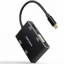 CONVERSOR NANOCABLE 10.16.4307/ USB TIPO-C MACHO - VGA HEMBRA/ DVI HEMBRA/ HDMI HEMBRA/ DISPLAYPORT HEMBRA/ 10CM/ NEGRO