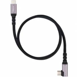 CABLE USB 3.2 TIPO-C ACODADO NANOCABLE 10.01.4700/ USB TIPO-C MACHO - USB TIPO-C MACHO/ HASTA 100W/ 10GBPS/ 50CM/ NEGRO