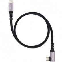 CABLE USB 3.2 TIPO-C ACODADO NANOCABLE 10.01.4700/ USB TIPO-C MACHO - USB TIPO-C MACHO/ HASTA 100W/ 10GBPS/ 50CM/ NEGRO