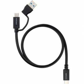 CABLE USB 3.2 TIPO-C NANOCABLE 10.01.4800/ USB TIPO-C MACHO/ USB MACHO - USB TIPO-C MACHO/ HASTA 60W/ 10GBPS/ 50CM/ NEGRO