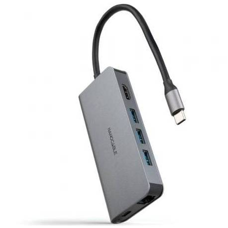 DOCKING TIPO-C NANOCABLE 10.16.4609/ 3XUSB/ 1XHDMI 4K/ 1XRJ45/ 1XLECTOR TARJETAS/ 1XUSB TIPO-C PD/ GRIS