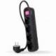 REGLETA CON INTERRUPTOR NANOCABLE 10.37.0004-BK/ 4 TOMAS DE CORRIENTE/ CABLE 1.4M/ NEGRO