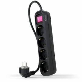 REGLETA CON INTERRUPTOR NANOCABLE 10.37.0004-BK/ 4 TOMAS DE CORRIENTE/ CABLE 1.4M/ NEGRO