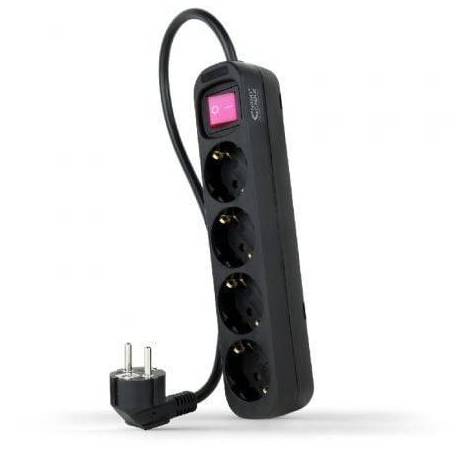 REGLETA CON INTERRUPTOR NANOCABLE 10.37.0004-BK/ 4 TOMAS DE CORRIENTE/ CABLE 1.4M/ NEGRO