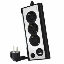REGLETA CON INTERRUPTOR NANOCABLE 10.37.0013-BK/ 3 TOMAS DE CORRIENTE/ 1 USB/ 1 USB TIPO C/ CABLE 1.5M/ NEGRO