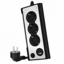 REGLETA CON INTERRUPTOR NANOCABLE 10.37.0013-BK/ 3 TOMAS DE CORRIENTE/ 1 USB/ 1 USB TIPO C/ CABLE 1.5M/ NEGRO