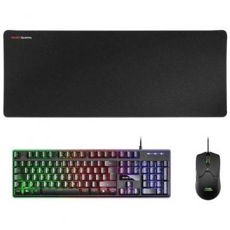 PACK GAMING MARS GAMING MCPX/ TECLADO H-MECH + RATÓN ÓPTICO + ALFOMBRILLA/ NEGRO