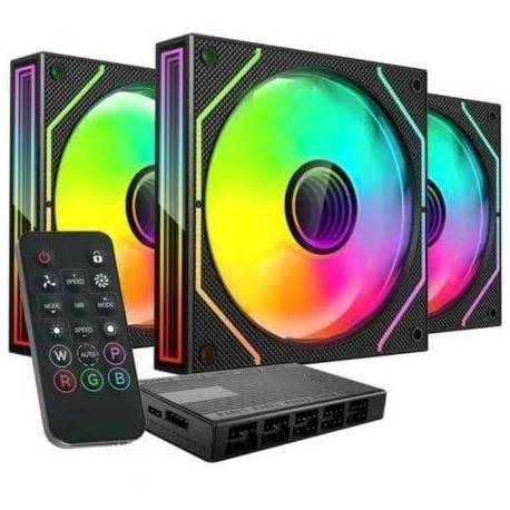 PACK 3 VENTILADORES MARS GAMING MF-3DPROKIT/ 12CM + HUB + MANDO A DISTANCIA/ ARGB