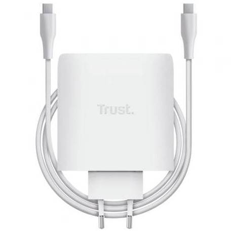 CARGADOR DE PARED GAN TRUST MAXO 100W/ 2XUSB TIPO-C/ INCLUYE CABLE USB TIPO-C/ 100W