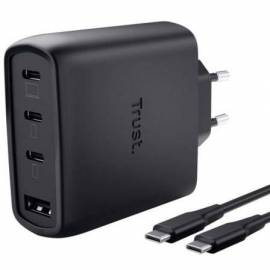 CARGADOR DE PARED GAN TRUST MAXO 65W 26067/ 3XUSB TIPO-C/ 1XUSB/ INCLUYE CABLE USB TIPO-C/ 65W
