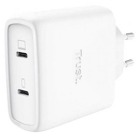 CARGADOR DE PARED GAN TRUST MAXO 65W 25526/ 2XUSB TIPO-C/ INCLUYE CABLE USB TIPO-C/ 65W