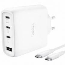 CARGADOR DE PARED GAN TRUST MAXO 65W 26068/ 3XUSB TIPO-C/ 1XUSB/ INCLUYE CABLE USB TIPO-C/ 65W