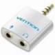 ADAPTADOR AUDIO VENTION BDBW0/ JACK 3.5 MACHO - 2X JACK 3.5 HEMBRA/ BLANCO