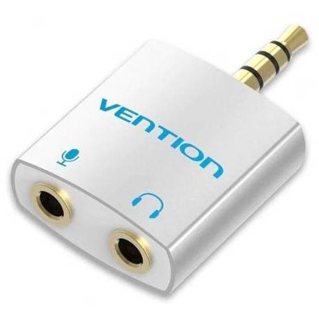 ADAPTADOR AUDIO VENTION BDBW0/ JACK 3.5 MACHO - 2X JACK 3.5 HEMBRA/ BLANCO