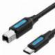 CABLE USB 2.0 IMPRESORA VENTION CQUBG/ USB TIPO-B MACHO - USB TIPO-C MACHO/ 480MBPS/ 1.5M/ NEGRO