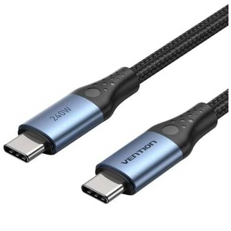 CABLE USB 2.0 TIPO-C 5A VENTION TREBH/ USB TIPO-C MACHO - USB TIPO-C MACHO/ HASTA 240W/ 480MBPS/ 2M/ AZUL Y NEGRO