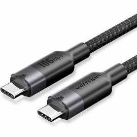 CABLE USB 3.2 TIPO-C 5A VENTION TRGBD/ USB TIPO-C MACHO - USB TIPO-C MACHO/ HASTA 100W/ 10GBPS/ 50CM/ NEGRO