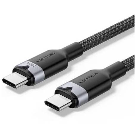 CABLE USB 2.0 TIPO-C 5A VENTION TRIBF/ USB TIPO-C MACHO - USB TIPO-C MACHO/ HASTA 240W/ 480MBPS/ 1M/ NEGRO