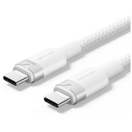 CABLE USB TIPO-C 2.0 5A VENTION TRIWH/ USB TIPO-C MACHO - USB TIPO-C MACHO/ HASTA 240W/ 480MBPS/ 2M/ BLANCO