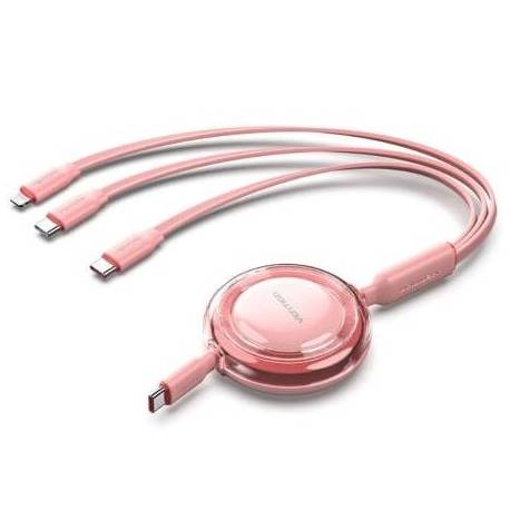 CABLE USB TIPO-C 2.0 5A VENTION TRJPBE/ USB TIPO-C MACHO - 3X USB TIPO-C MACHO/ HASTA 100W/ 480MBPS/ 1.1M/ ROSA
