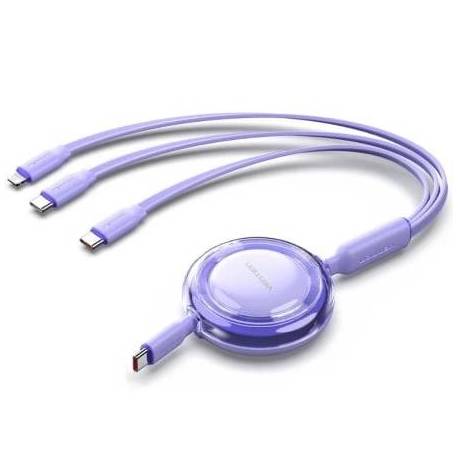 CABLE USB TIPO-C 2.0 5A VENTION TRKVBE/ USB TIPO-C MACHO - 3X USB TIPO-C MACHO/ HASTA 100W/ 480MBPS/ 1.1M/ MORADO