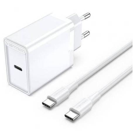 CARGADOR DE PARED VENTION FAHWF-EU/ 1XUSB TIPO-C + 2X CABLE USB TIPO-C/ 25W