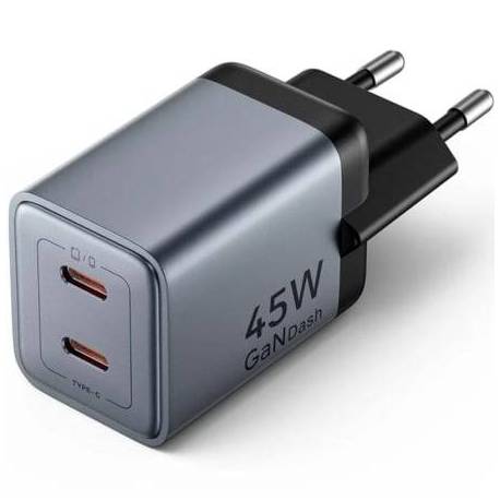 CARGADOR DE PARED GAN VENTION FCDH0-EU/ 2XUSB TIPO-C/ 45W