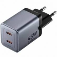 CARGADOR DE PARED GAN VENTION TZ-FCDH0-EU/ 2XUSB TIPO-C + CABLE USB TIPO-C/ 45W