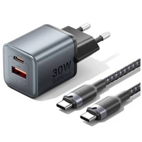 CARGADOR DE PARED GAN VENTION TZ-FEWH0-EU/ 1XUSB TIPO-C/ 1XUSB/ 30W