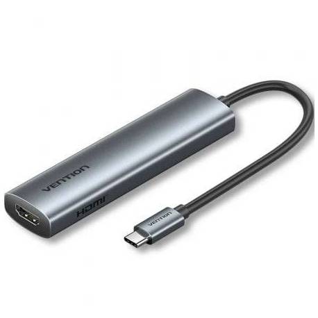 DOCKING USB TIPO-C VENTION TGLHB/ 1XUSB TIPO-C/ 2XUSB/ 1XHDMI 4K/ 1XUSB TIPO-C PD/ GRIS